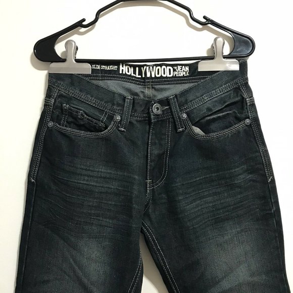 The Jean People Hollywood Mens Size  30x32 Jeans Slim Straight Dark Wash - Picture 3 of 12